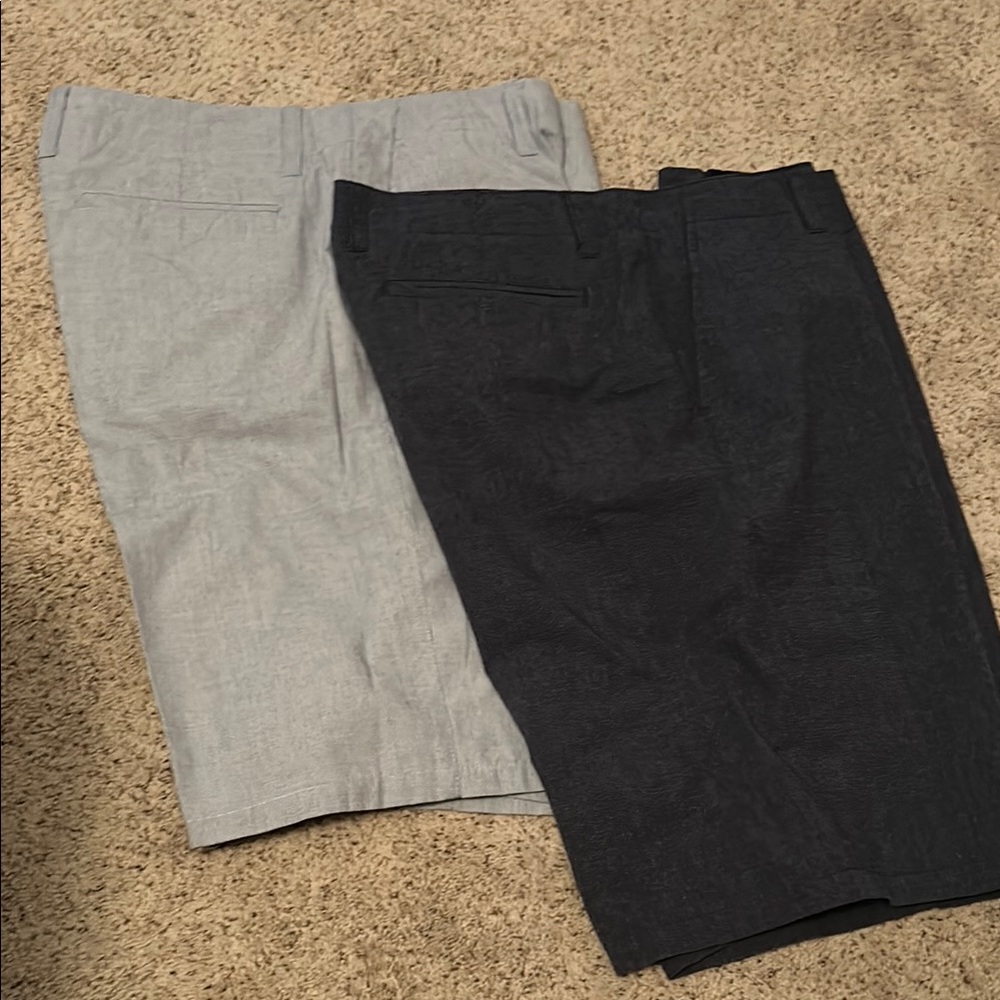 2 Pair Men’s Shorts W36 Navy Blue & Sky Blue Flat Front